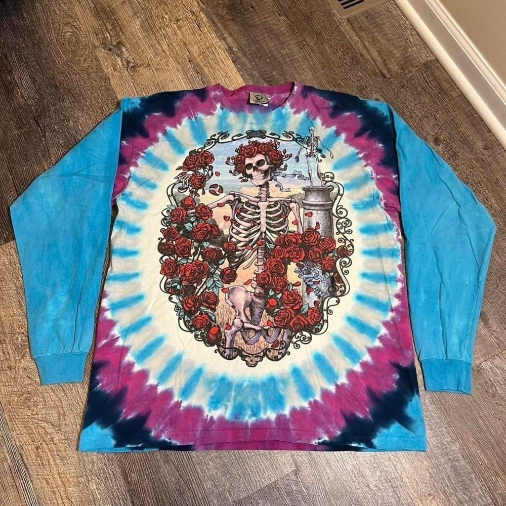 Vintage 1995 Grateful Dead 30 year anniversary long sleeve t large Liquid‎ blue